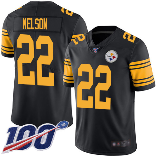 Men Pittsburgh Steelers Football #22 Limited Black Steven Nelson 100th Season Rush Vapor Untouchable Nike NFL Jersey->women nfl jersey->Women Jersey